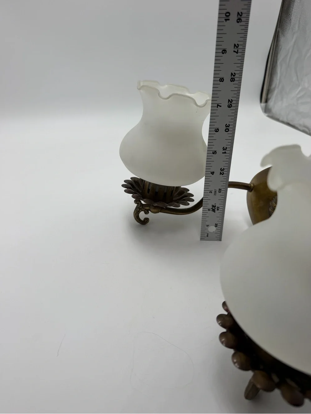 Vintage Lavery & Co. 2 Light Wall Sconce Frosted Tulip Glass Brass Fixture